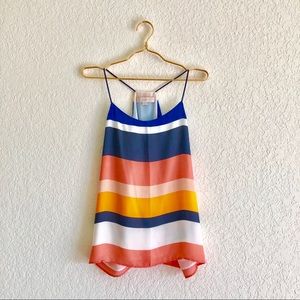 LOFT Spaghetti Strap Flowy Colorblock Halter Top